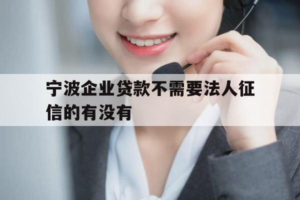 宁波企业贷款不需要法人征信的有没有